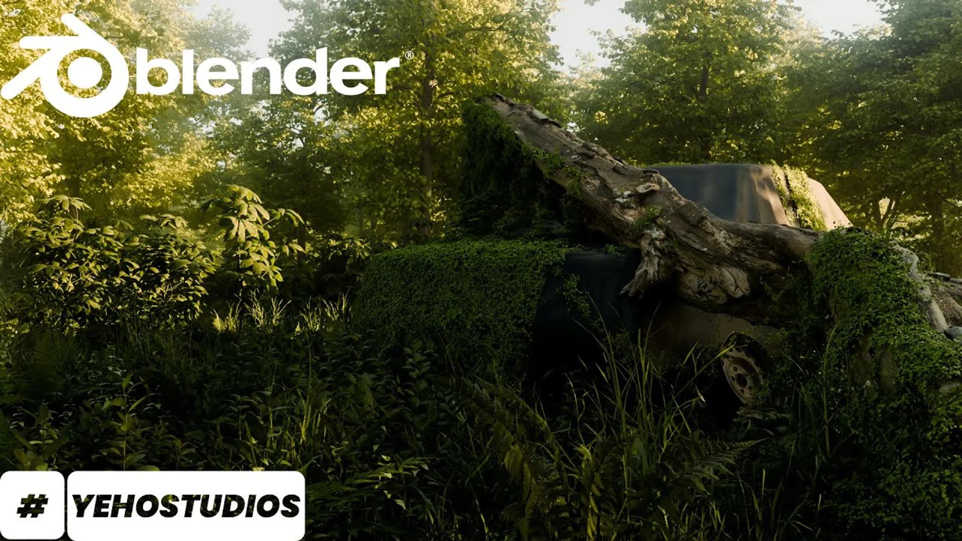 Como Criar uma Floresta Realista com Carro Abandonado no Blender